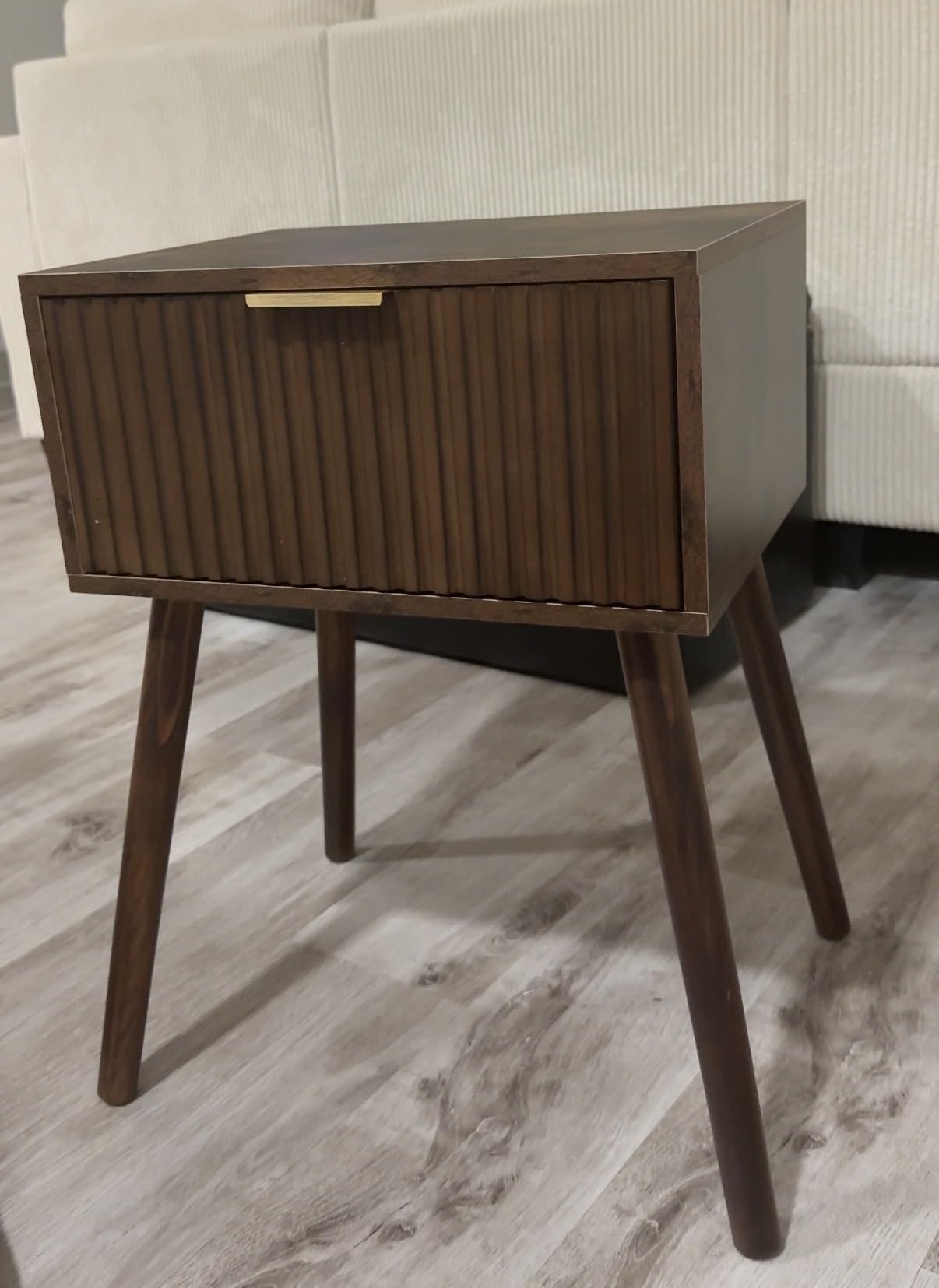 AWASEN Walnut Night Stand, Mid Century Modern Nightstand with Drawer customer photo 1