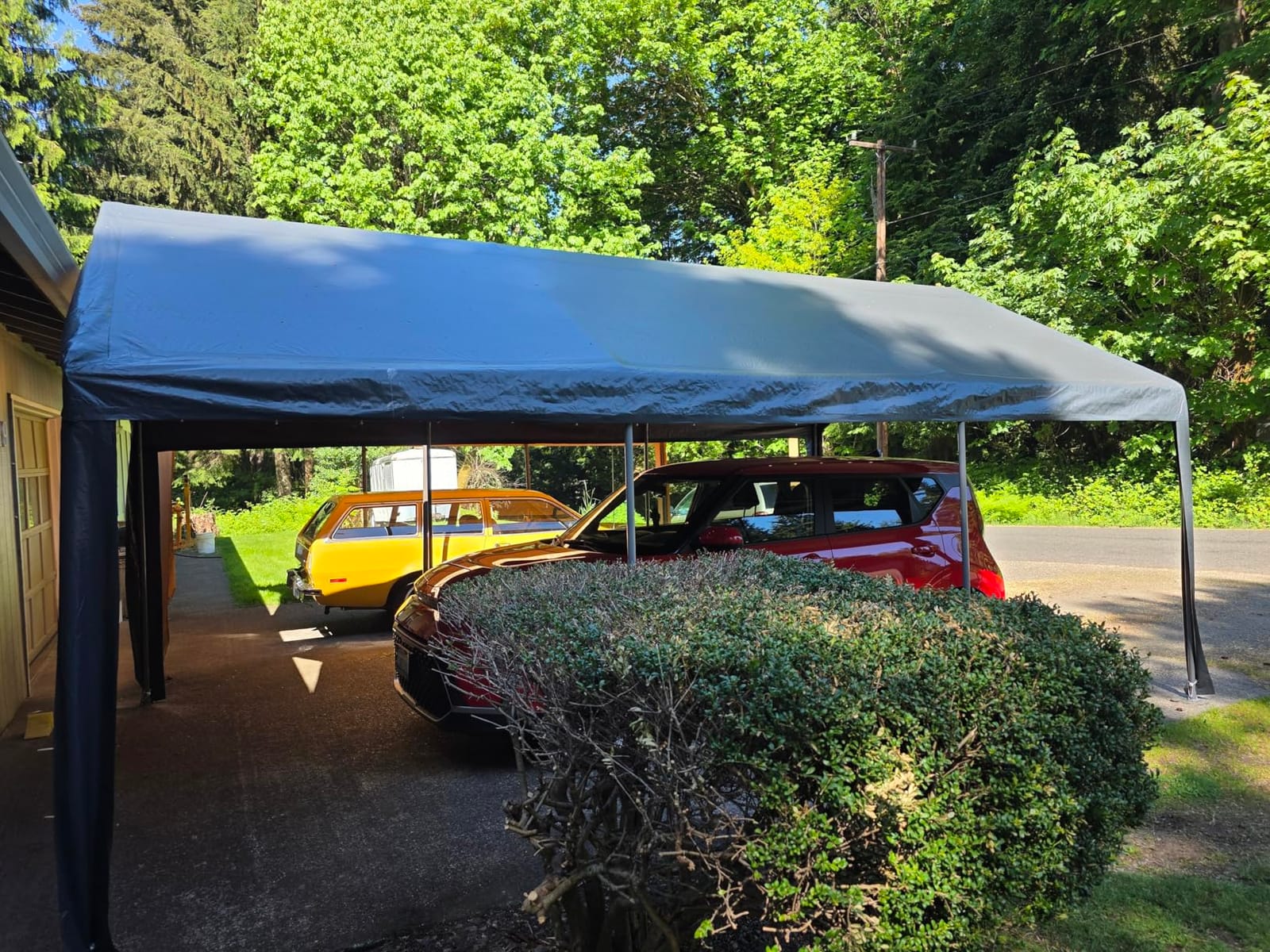 10x20 FT Heavy-Duty Design Carport,Portable Garage Canopy,Carport Canopy with Side-Opening Removable Door & Roll-Up Window,Portable Car Port for Car, Truck, Boat, Black/Gray customer photo 1