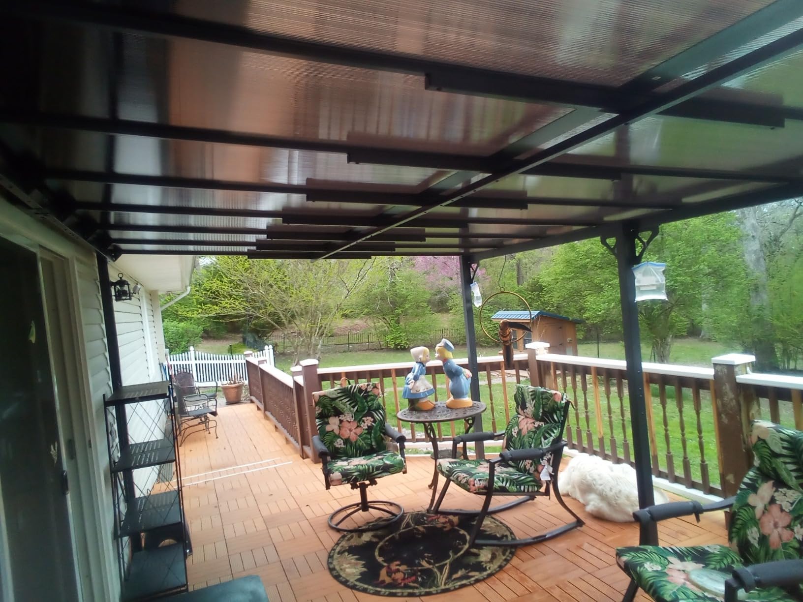 Aoxun 12'x10' Lean to Gazebo, Pergola with Mosquito Net and Curtains, Brown customer photo 1