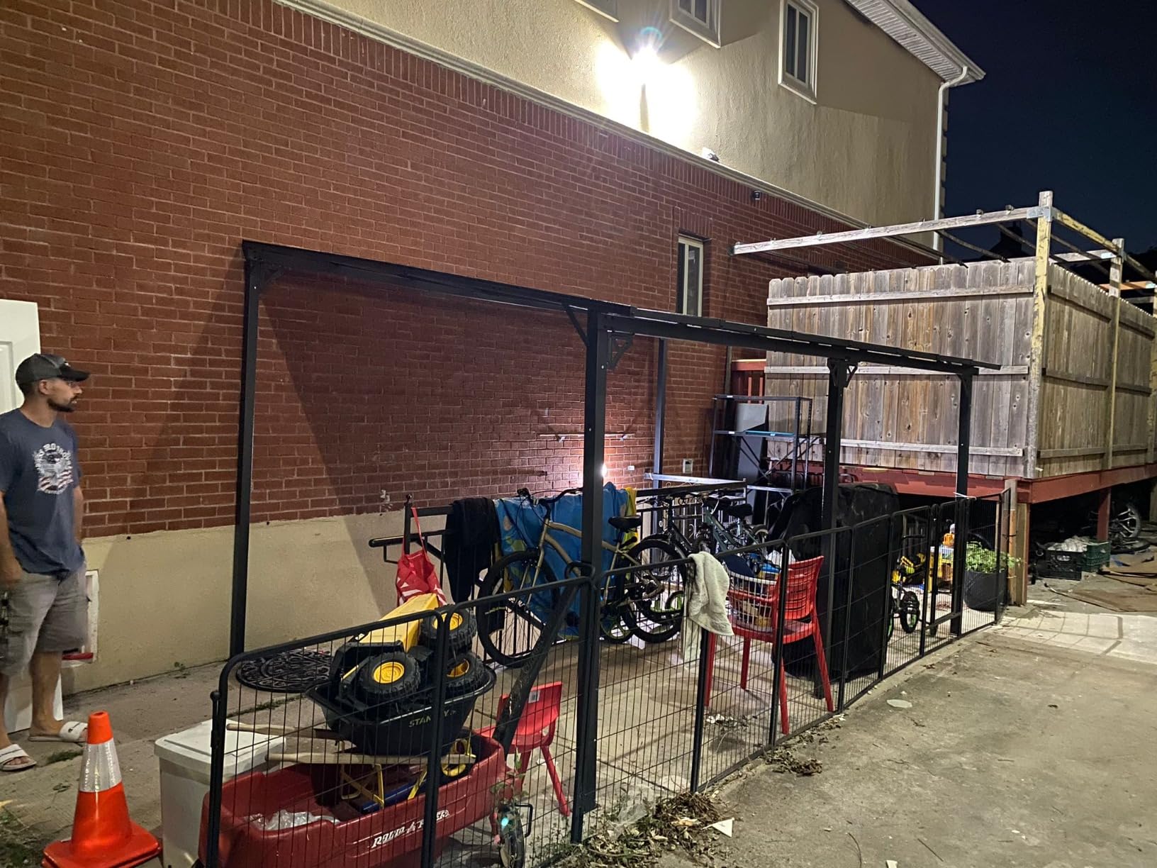 Aoxun 12'x10' Lean to Gazebo, Pergola with Mosquito Net and Curtains, Brown customer photo 2