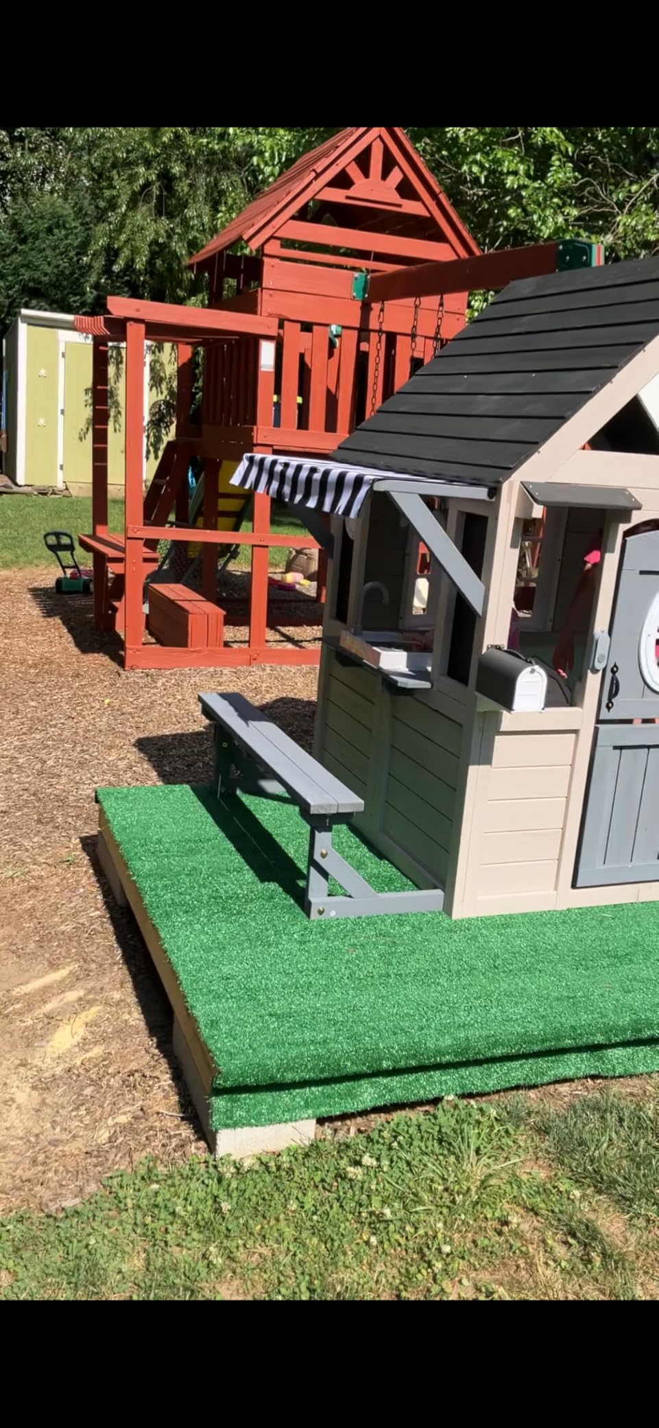 Albott Outdoor Wooden Playhouse for Kids, Backyard Cottage with Fence customer photo 1