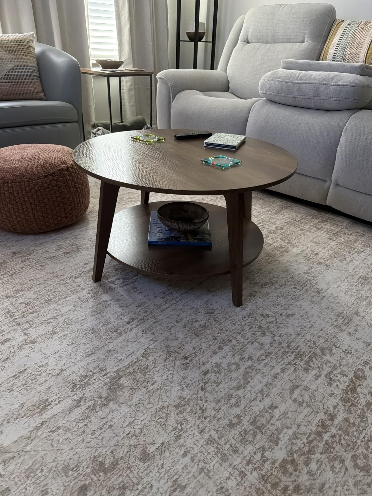 VASAGLE Round Coffee Table, Living Room Table with Tambour Design customer photo 1