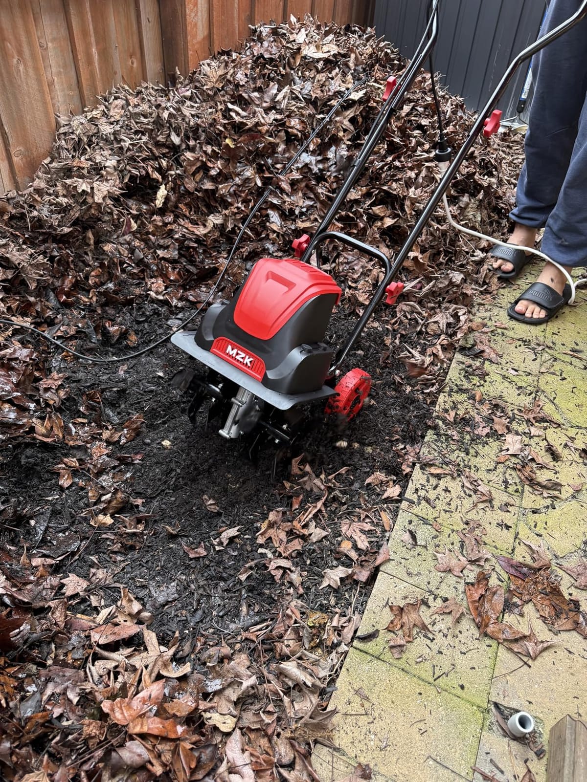 MZK 12-Inch 10.5A Electric Tiller Cultivator,Garden Rototiller 8-Inch Depth | Lightweight corded rototiller for soil digging, garden beds, lawns, and yard cultivation. customer photo 1