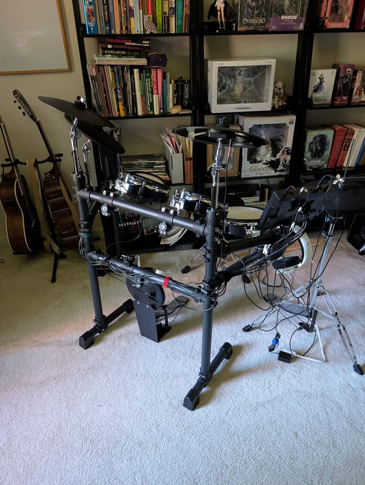 AKLOT Expanded-Size Electric Drum Set: 12'' Two-Piece Standalone Hi-Hat, Independent Kick Drum and 10'' Dual-Zone Snare, 12'' Triple-Zone Ride Cymbal, All Mesh Heads, 460 Sounds, Mesh Bass Drum, White customer photo 1