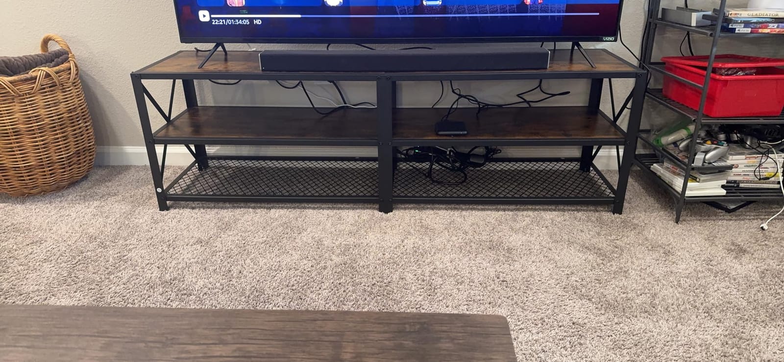 VASAGLE 58 Inch TV Stand, Mid Century Entertainment Center with Storage | Media Console Table for Living Room, TV table with Fluted Sliding Doors for 65'' TV, Walnut, MIRIANA Collection ULTV633K101 customer photo 2
