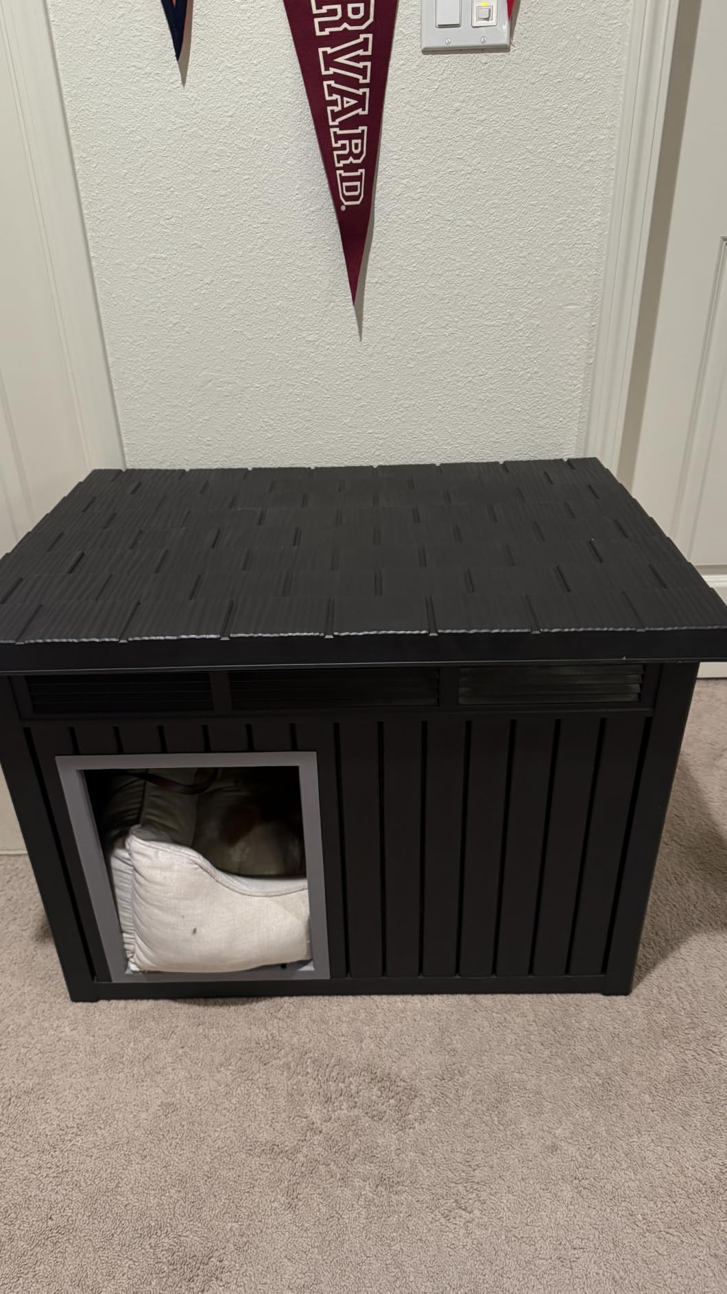 Vixzen Outdoor Duck House, PP Resin Material with Spacious Interior Poultry Shelter, Gas Strut Opening Top & Shutter Vents Chicken Coop for Easy Cleaning and Storage Use in Outdoor(Black) customer photo 1