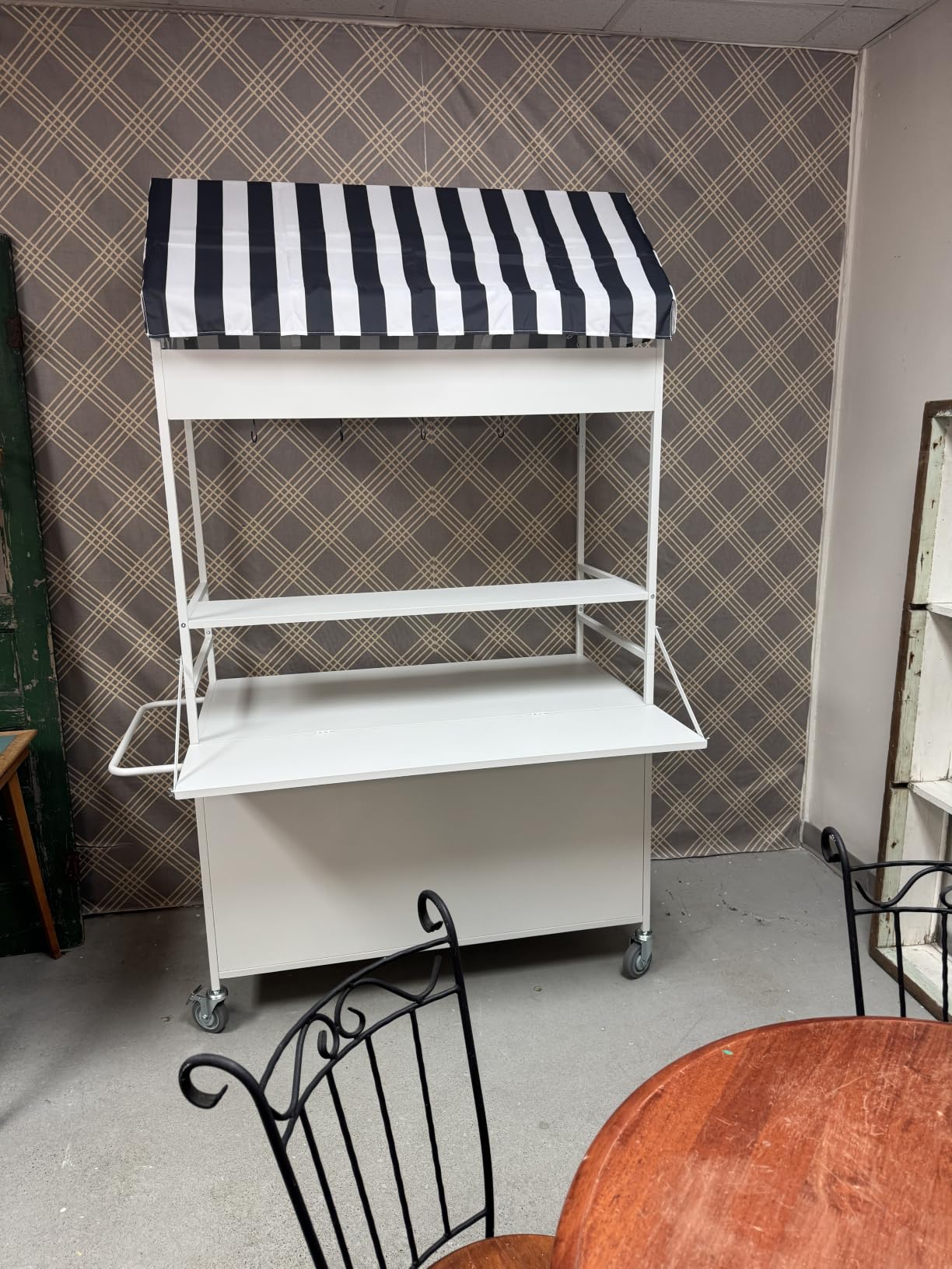Portable Vendor Cart with Canopy & Wheels, Mobile Food Carts for Sale customer photo 2