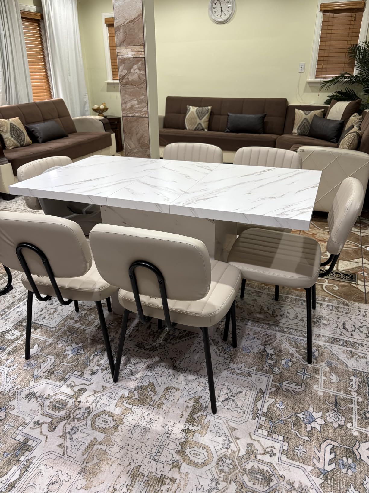 OLIXIS Dining Chairs Set of 4, Upholstered Kitchen Chairs, Brown customer photo 1