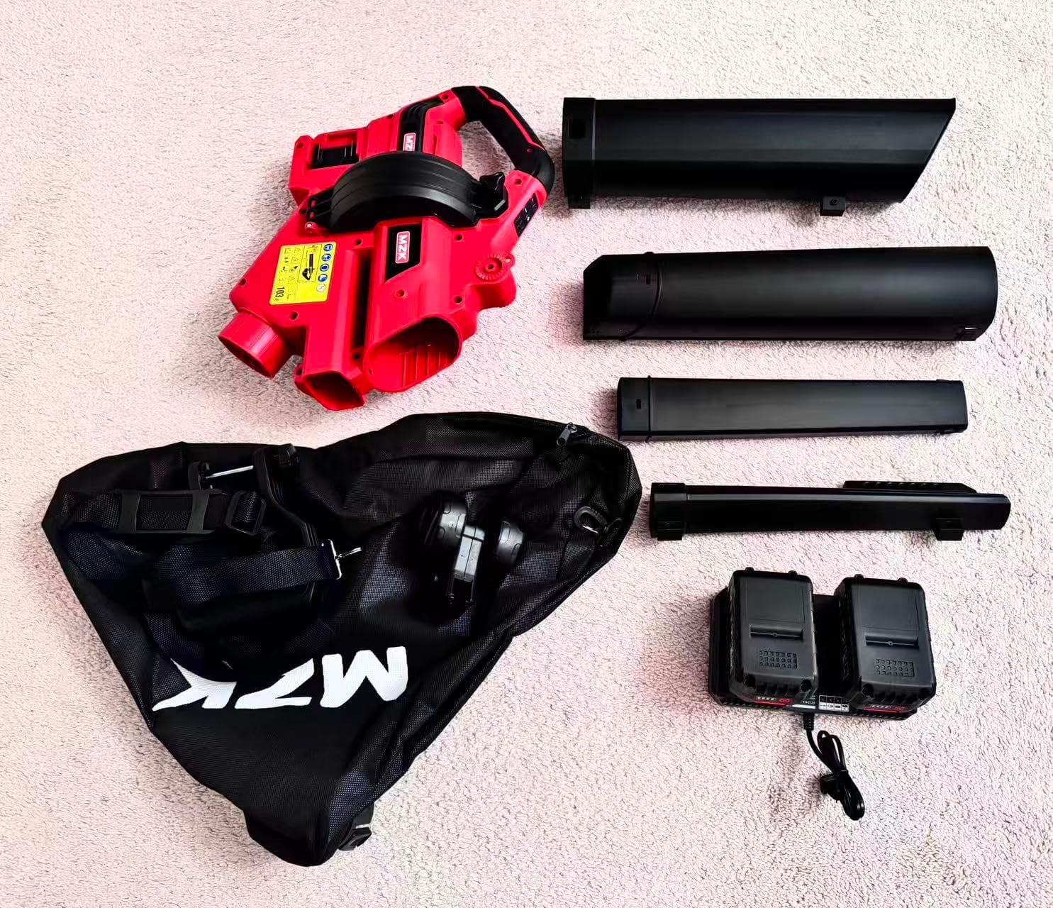 MZK 40V Leaf Vacuum Mulcher, 600 CFM Cordless Blower, Red customer photo 1
