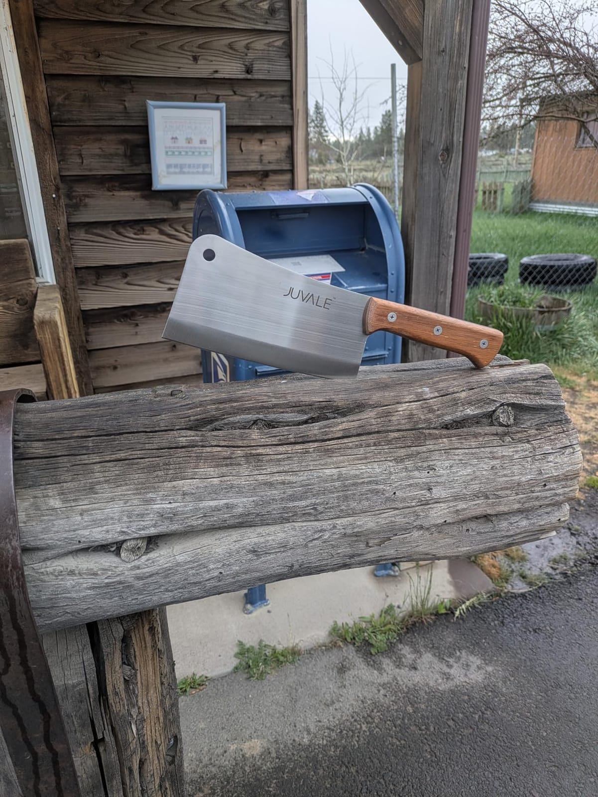 Juvale Meat Cleaver - 8-Inch Stainless Steel Blade, Wood Handle - Heavy-Duty Butcher Knife & Bone Cleaver for Beef Brisket, Meat Cutting & Chopping - Chopping Knife customer photo 1