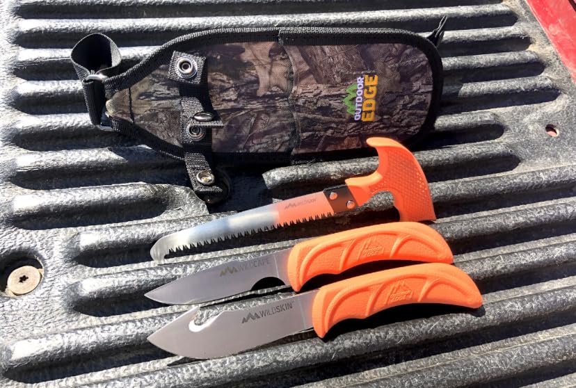 OUTDOOR EDGE WildGuide 4-Piece Hunting Knife Set & Field Dressing Kit | Featuring Razor-Sharp Caping Blade, Gut-Hook Skinning Knife, Bone Saw, in a Camo Nylon Belt Sheath | Butcher Knife Set for Deer customer photo 2