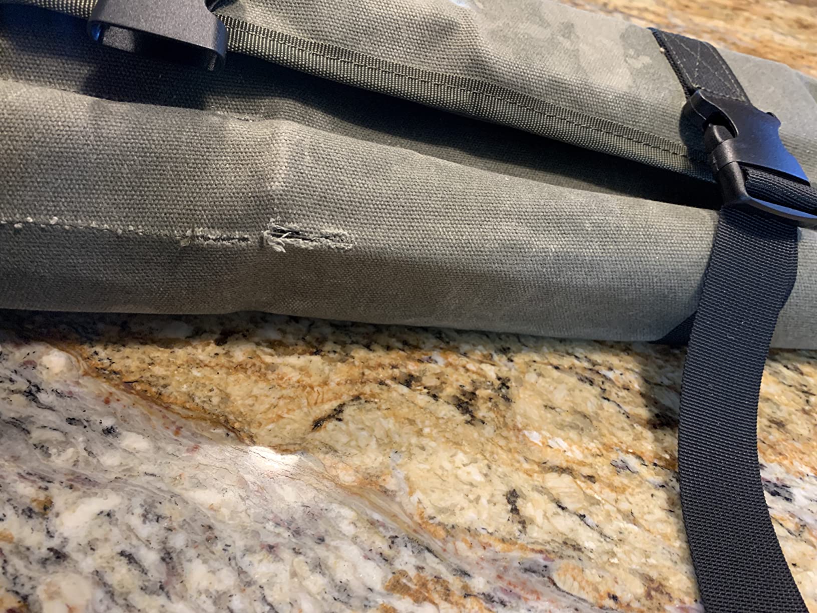 Chef’s Knife Roll Bag,Waxed Canvas Knife Cultery Carrier, Portable Chef Knife Cases,Knife Pouch Holders With 10 Slots Plus 1 Zipper Pockets Can Hold Home Kitchen Knife Tools Up To 18.8” customer photo 1