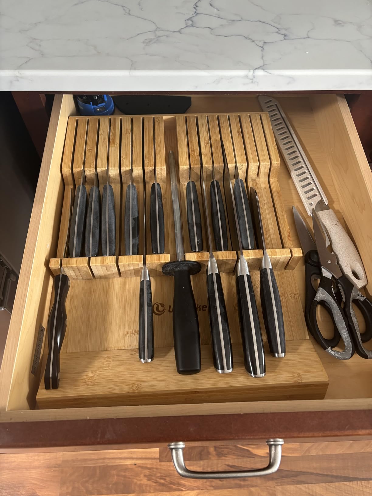 Utoplike In-drawer Knife Block Bamboo Kitchen Knives Drawer Organizer Large customer photo 1