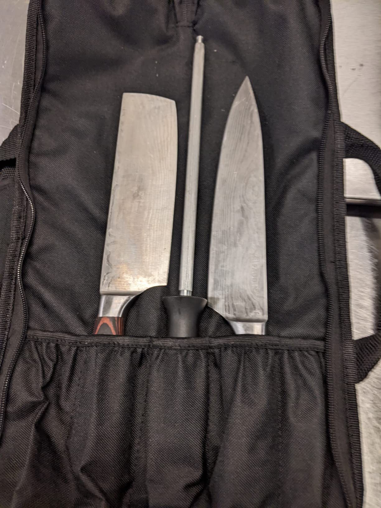 Knife Roll(4 Slots), Knife Bag, Portable Chef Knife Case Heavy Duty Waxed Canvas Roll Storage Knife Carrying Pouch For Knives & Kitchen Tools, Chef Knife Bag With Handle, Green customer photo 2