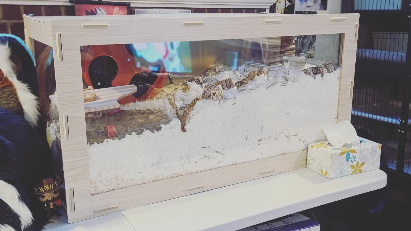 Niteangel Bigger World - MDF Aspen Terrarium for Hamster Gerbils Mice Lemming Degus or Other Small-Sized Pets(30 x 15 x 17.7 inches, Burlywood) customer photo 1
