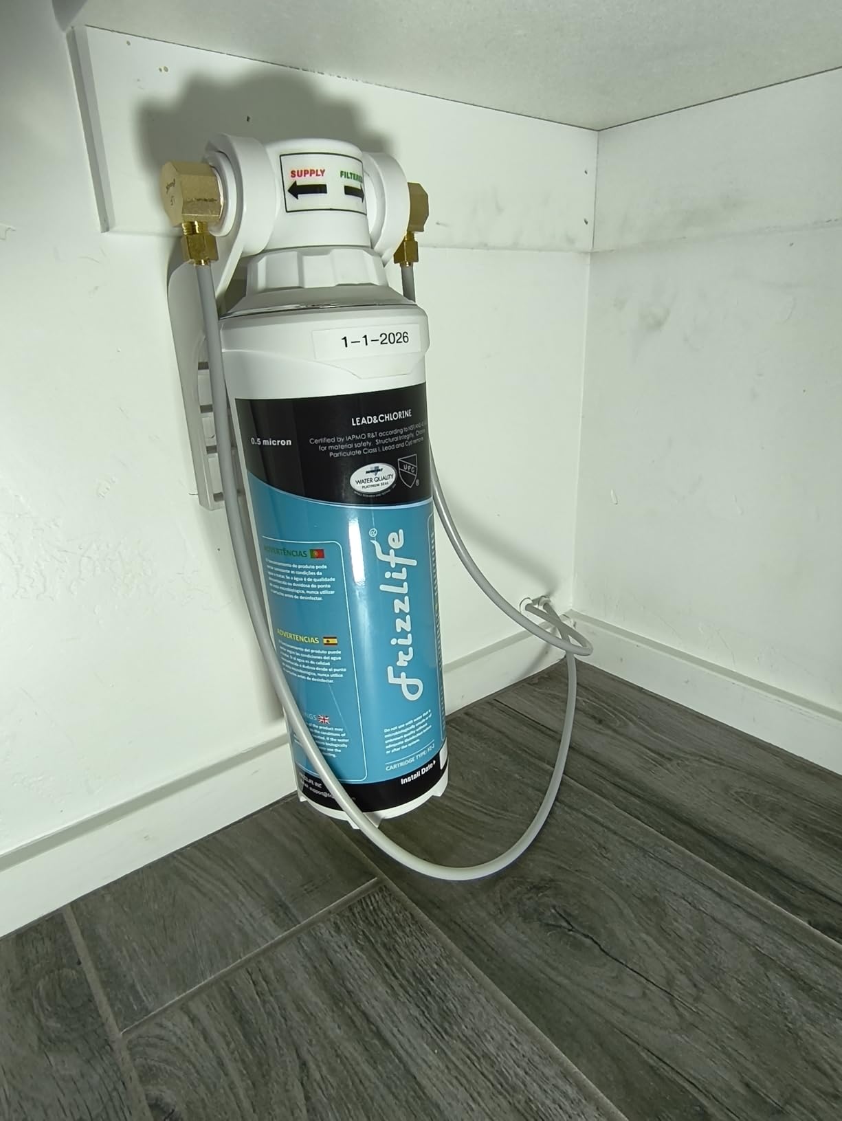 Frizzlife Inline Water Filter System for Fridge, Ice Maker, Under Sink, Certified 0.5 Micron Reduces Chlorine, Lead, Long Lasting, Compression Brass Fittings Fits for Copper Tubing, MS99 customer photo 1