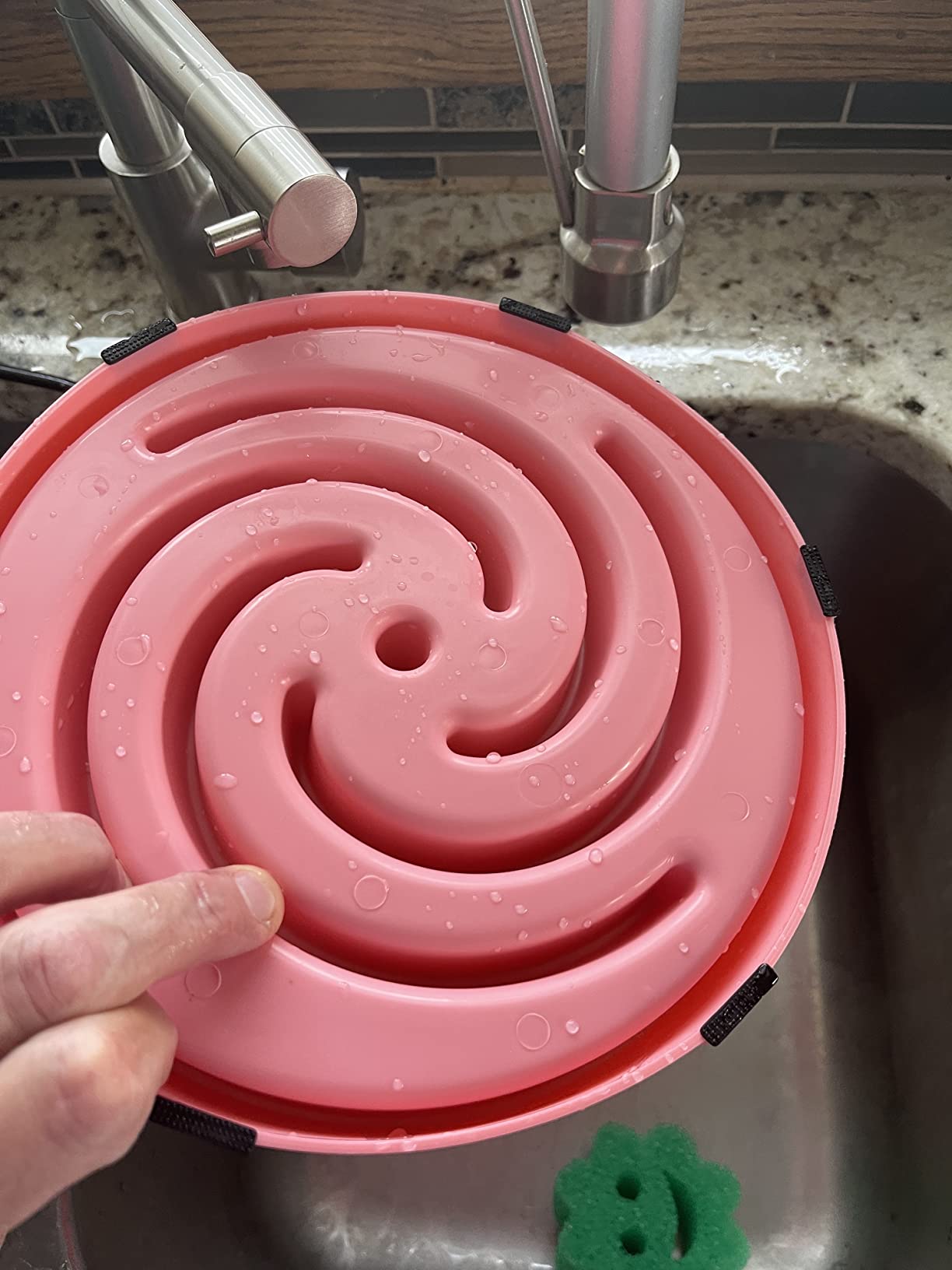 Slow Feeder Maze Puzzle Bowl - Large Dog Non Slip Interactive Food Dishes - Bloat Stop, Choking Prevention - Pink customer photo 1
