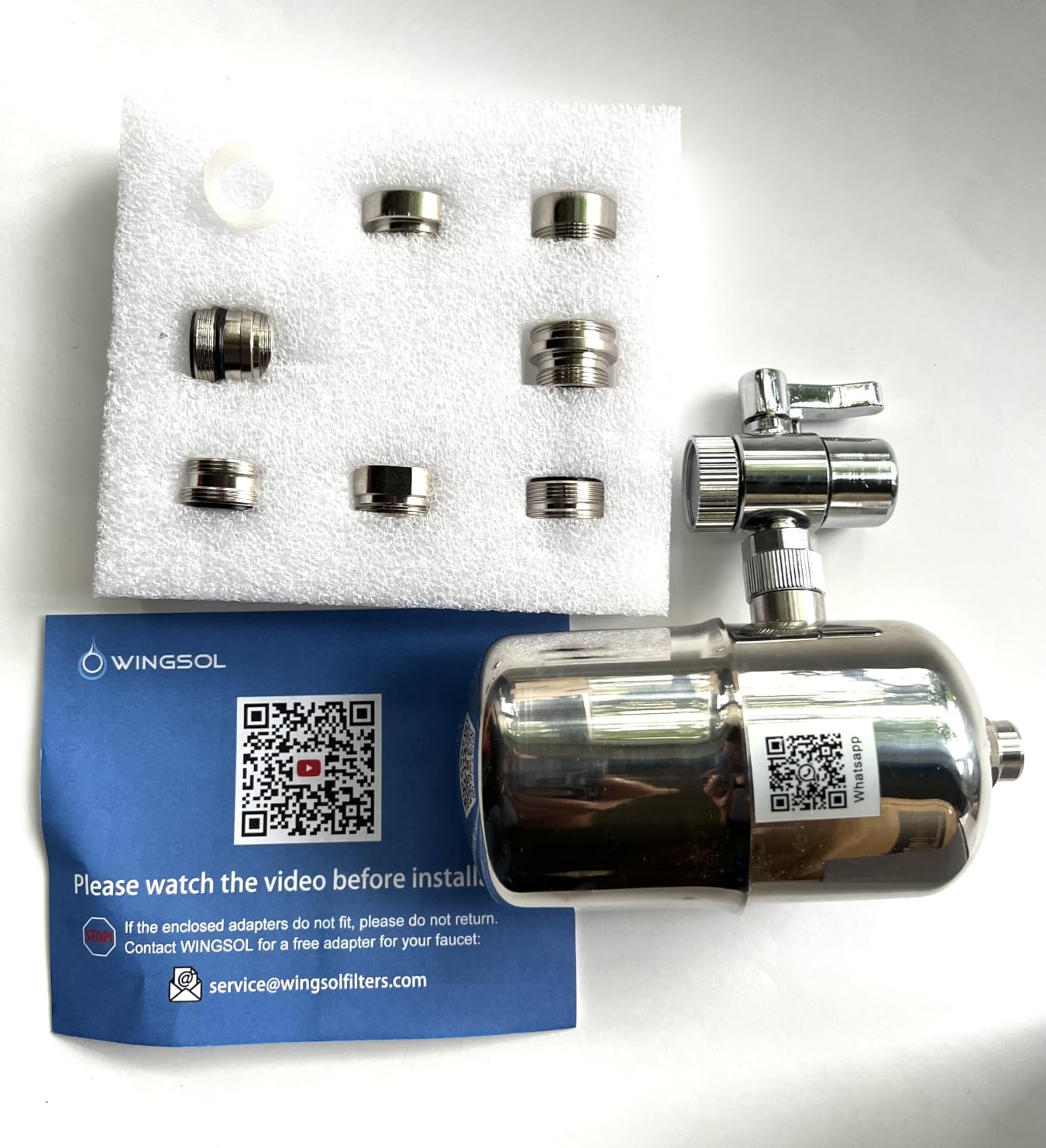 WINGSOL Stainless Steel Water Filter for Sink Faucet, NSF/ANSI 42&53, 360° Rotating Tap Purifier, Reduce Heavy Metals 99.6% Lead, Improve Taste, 250 Gallons Mineral pH+ Water, Reinforced Housing customer photo 2