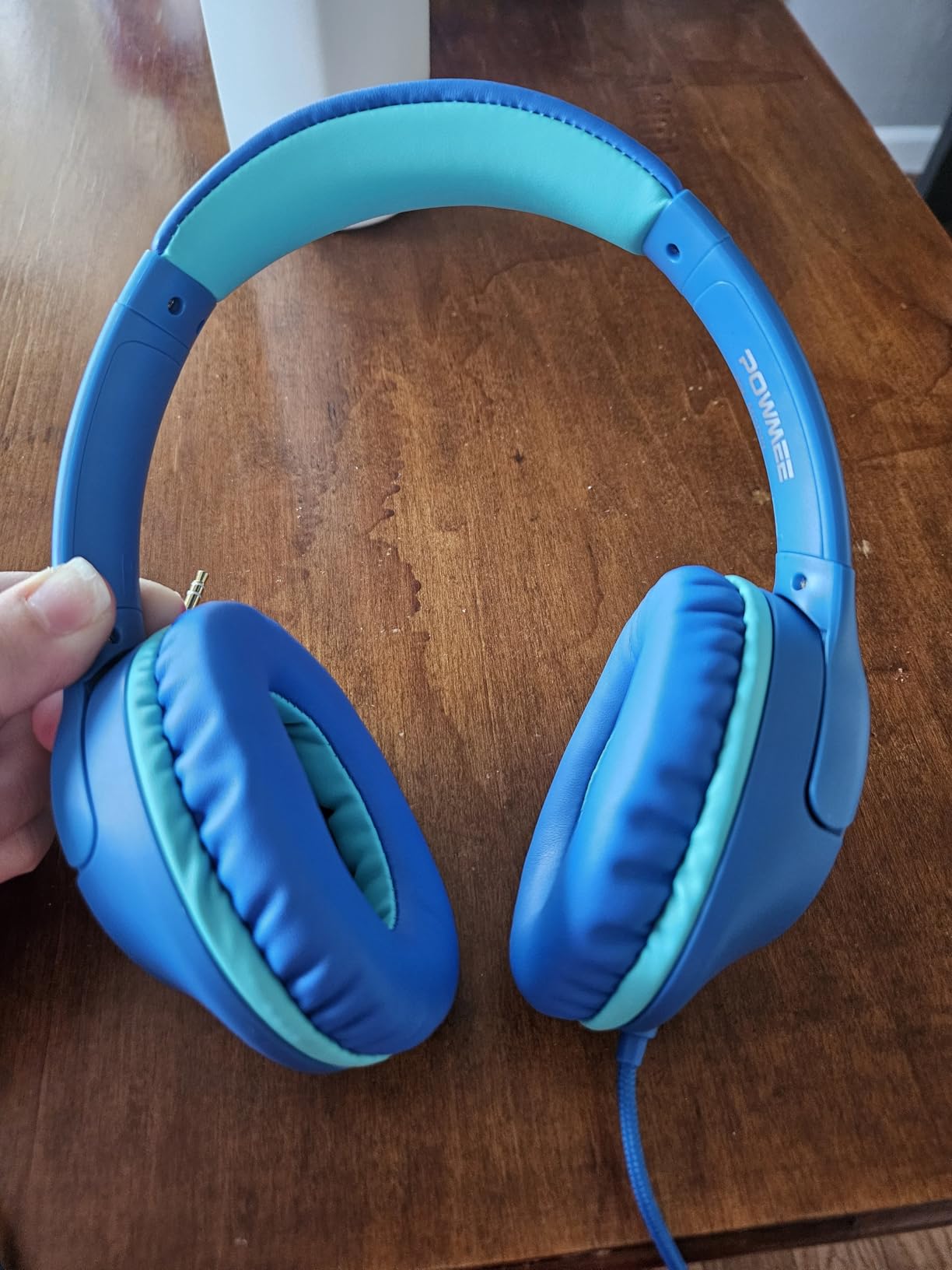 POWMEE P20 Kids Headphones for School, Kids/Teens/Boys/Girls with Safe 94dB Volume Limited, 3.5mm Jack Wired Cord Over-Ear for Fire Tablets/Travel/PC/Phones(Blue) customer photo 1