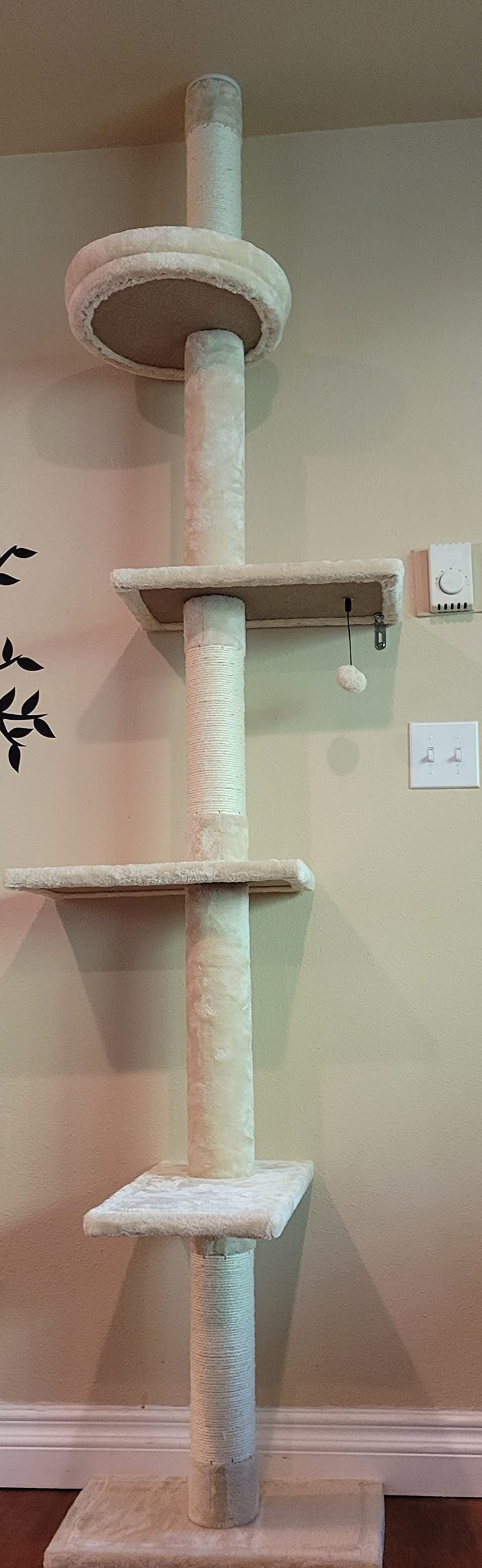 PETEPELA 5-Tier Floor to Ceiling Cat Tree, 95-107In Tall Cat Tower Beige customer photo 1