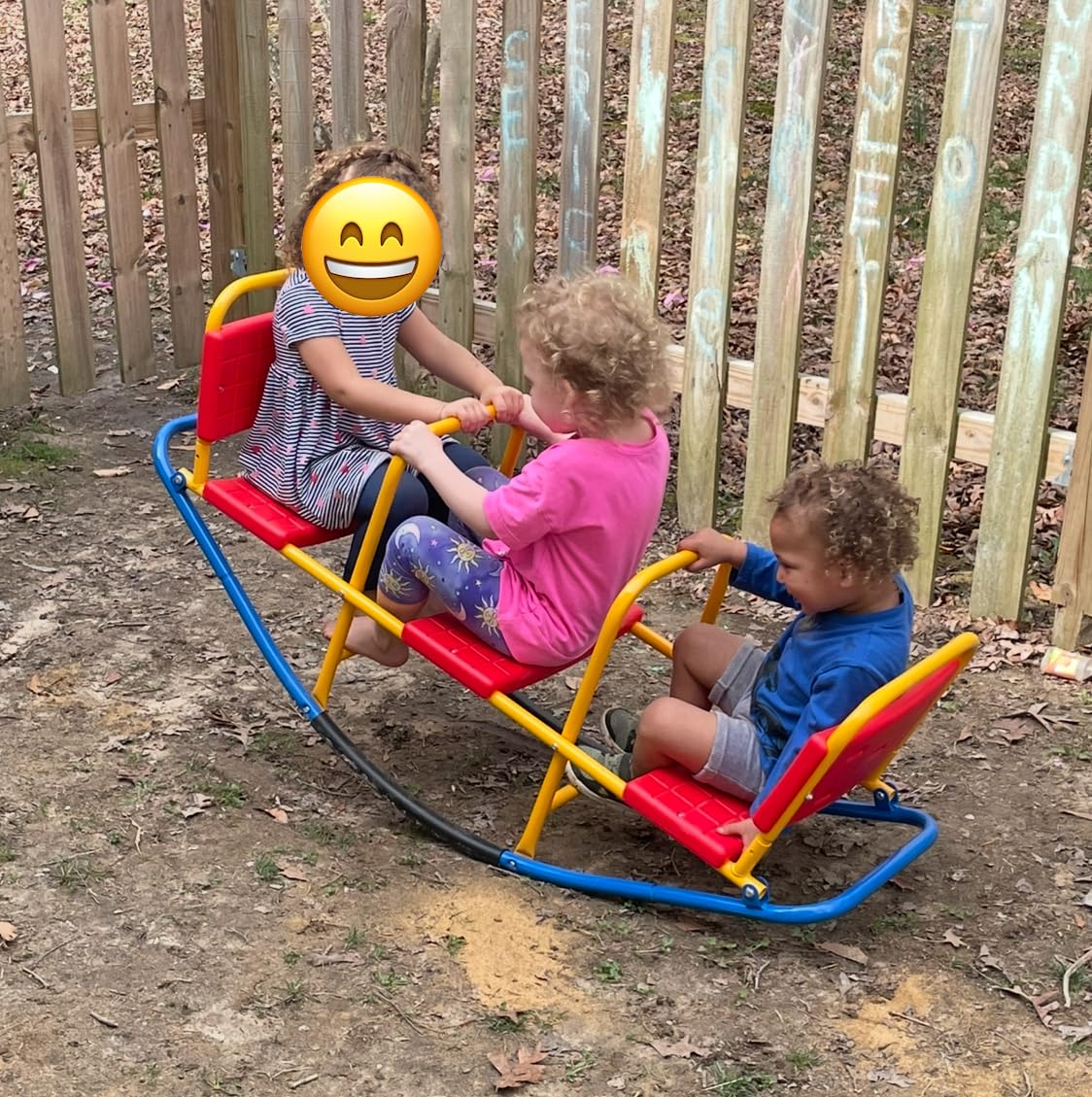 Costzon Teeter Totter Seesaw for Kids Outdoor, 2 in 1 Metal Rocking Seesaw for Toddlers with Easy-Grip Handles, Indoor Outdoor Rocker Toy Gifts for Ages 2-5, 1-3 Person Home Preschool Backyard See Saw customer photo 2