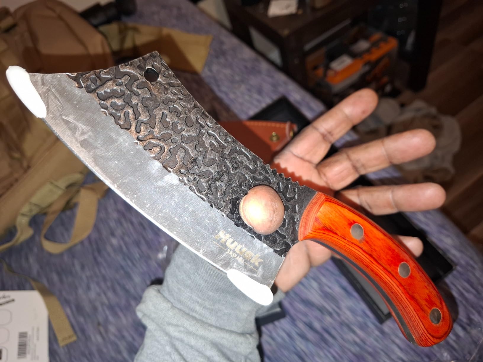 Huusk Meat Cleaver Knife with Sheath, Hand Forged Viking Knife, Mens Gifts customer photo 2