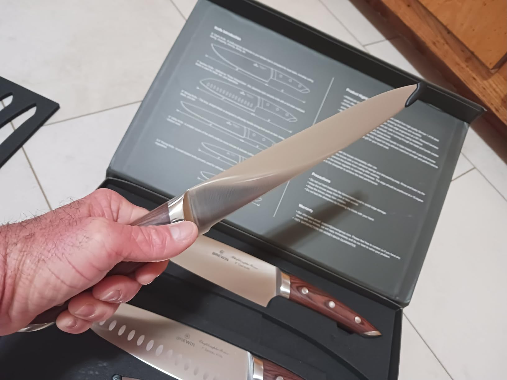 Brewin CHEFILOSOPHI Japanese Chef Knife Set 5 PCS with Elegant Red Pakkawood Handle Ergonomic Design,Professional Ultra Sharp Kitchen Knives for Cooking High Carbon Stainless Steel customer photo 1