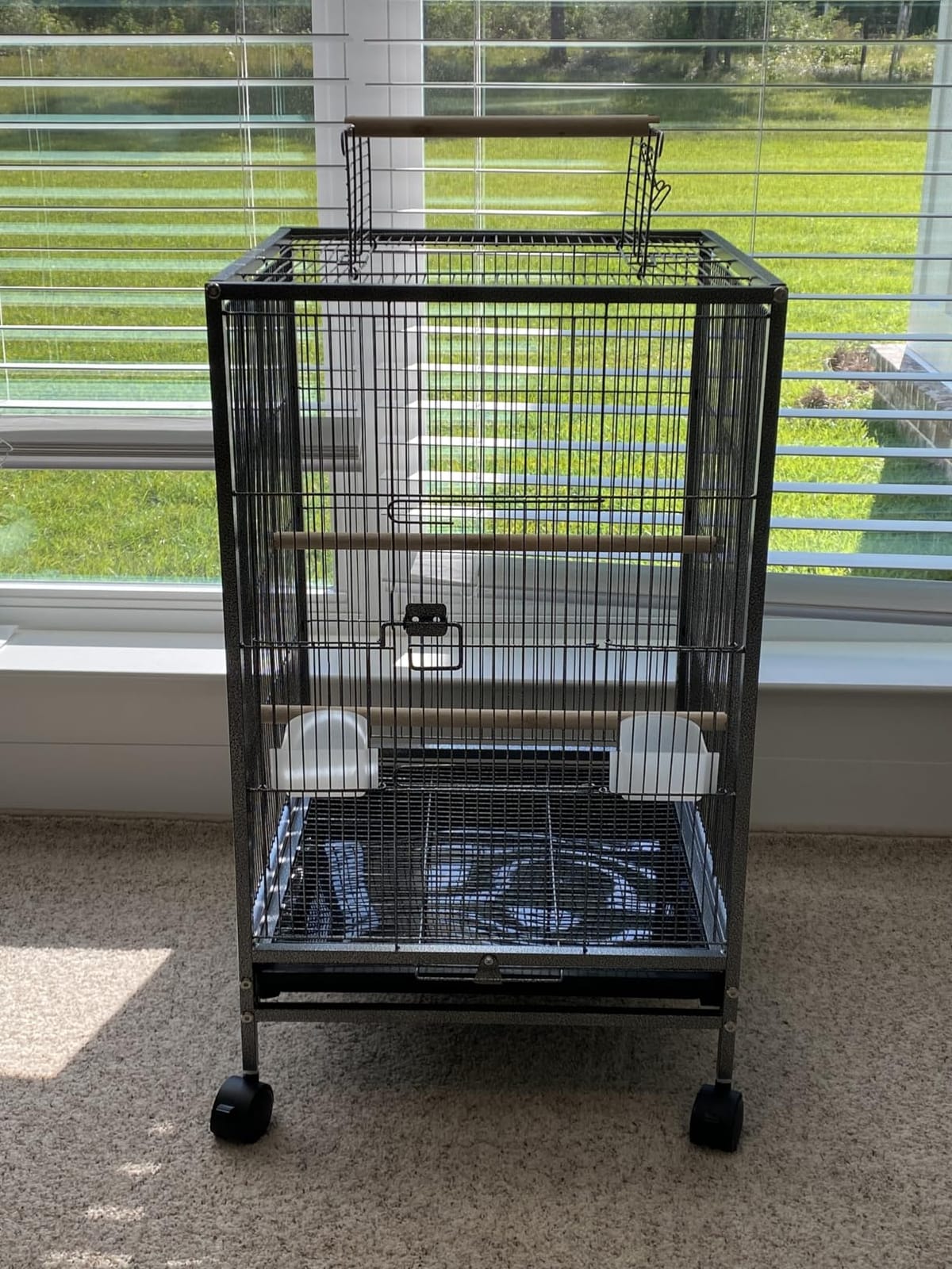 BestPet 35 inch Wrought Iron Bird Cage with Play Open Top and Rolling Stand,Large Parrot Cage Bird Cages for Parakeets,Cockatiel, Canary, Finch, Lovebird, Parrotlet,Pigeons (35 inch) customer photo 2
