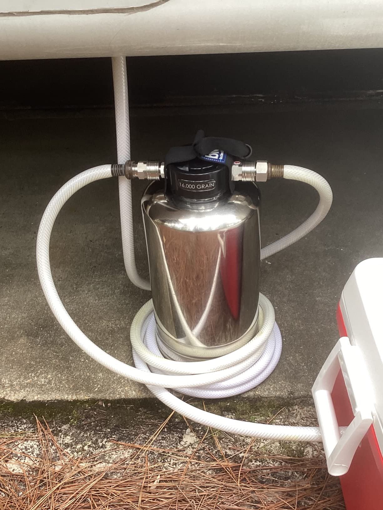 GoBluTech RV Water Softener, Stainless Steel Portable Water Softener, 10,000 Grain with Stainless Steel Garden Hose Quick Connects, RV Accessories Camper Vans and Travel Trailers - US Veteran Owned customer photo 2