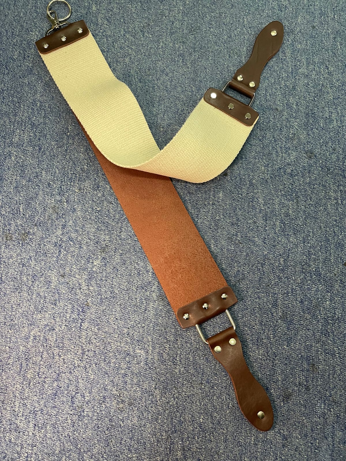 Razor Strop - Barber's Latigo Leather Straight Razor Strop. Dual Strap that will be a Great Addition for Any Straight Razor. PREMIUM LEATHER Strop for Sharpening. (Brown Personalized) customer photo 2