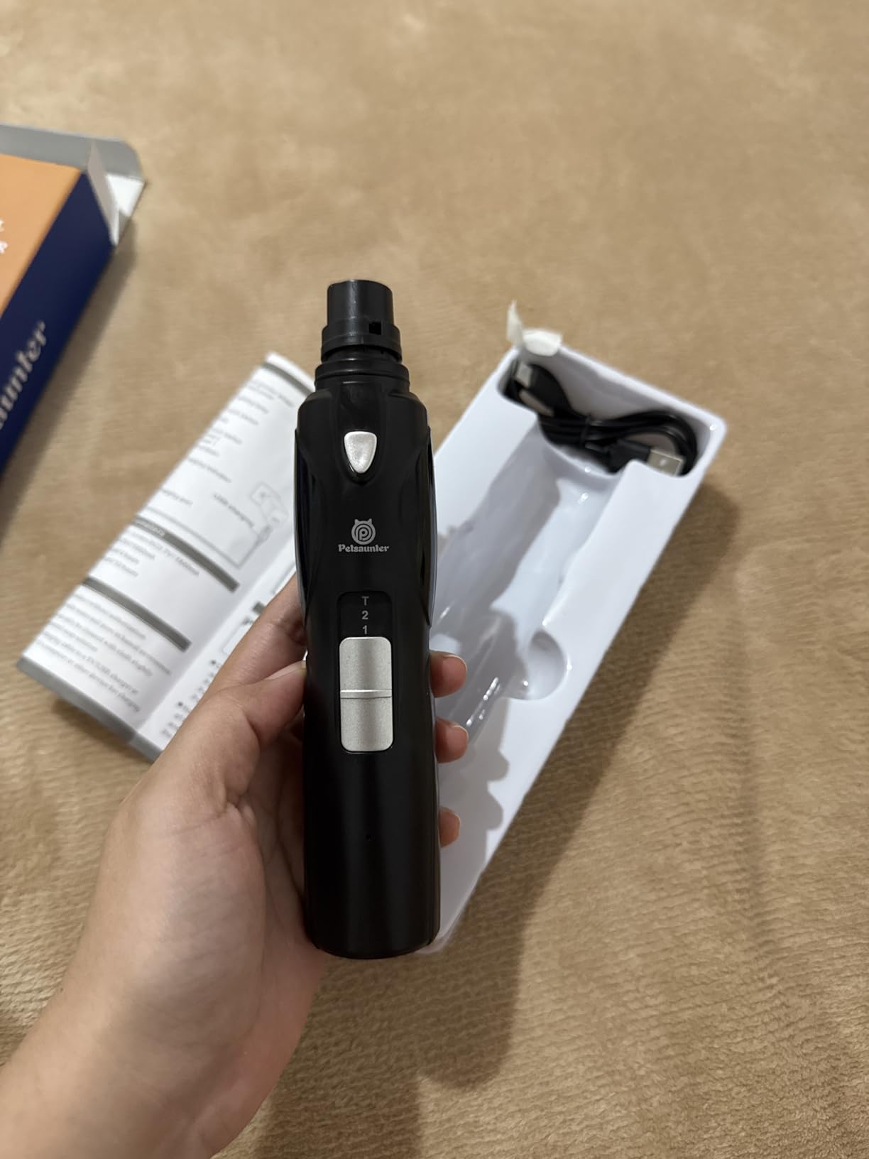 Petsaunter Dog Nail Grinder, 2-Speed and LED Light, Touch-Switch, TypeC, Quiet and Low-Vibration Dog Nail Trimmers, and 3 Ports for Large Dogs, Medium, Small Dogs Cats Pets with Hard or Thick Nail customer photo 1
