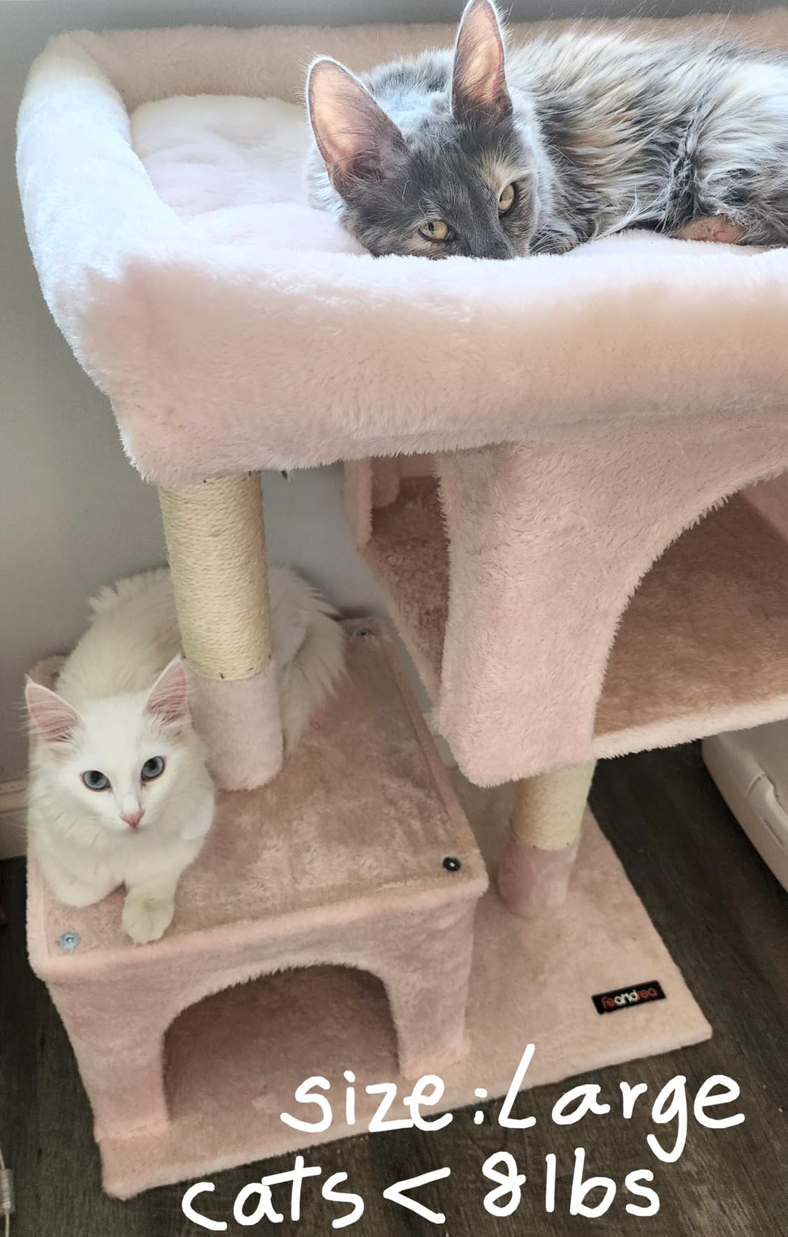 Feandrea Cat Tree, 26.4-Inch Small Cat Tower, Cute Plush Condo, Light Gray customer photo 2