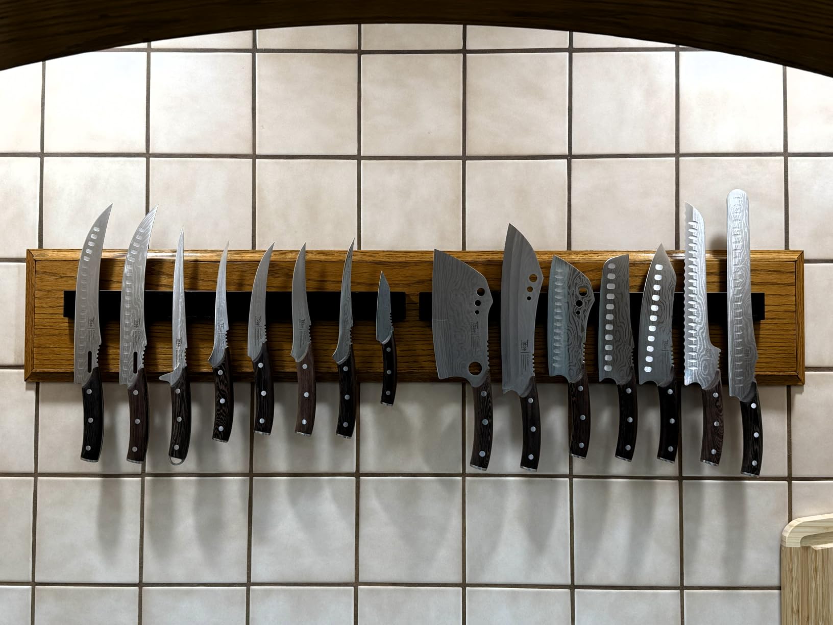 Dmore magnetic knife holder for wall—with 3 hooks, No Drilling, 16 Inch customer photo 1