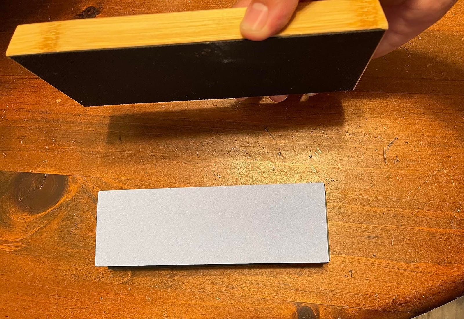 Whetstone Knife Sharpening Stone Kit - Double Sided Whetstone Knife Sharpener 1000/6000 Grit, Professional Honing Sharpening Stone Set With Slip-Resistant Bamboo Base and Angle Guide customer photo 2