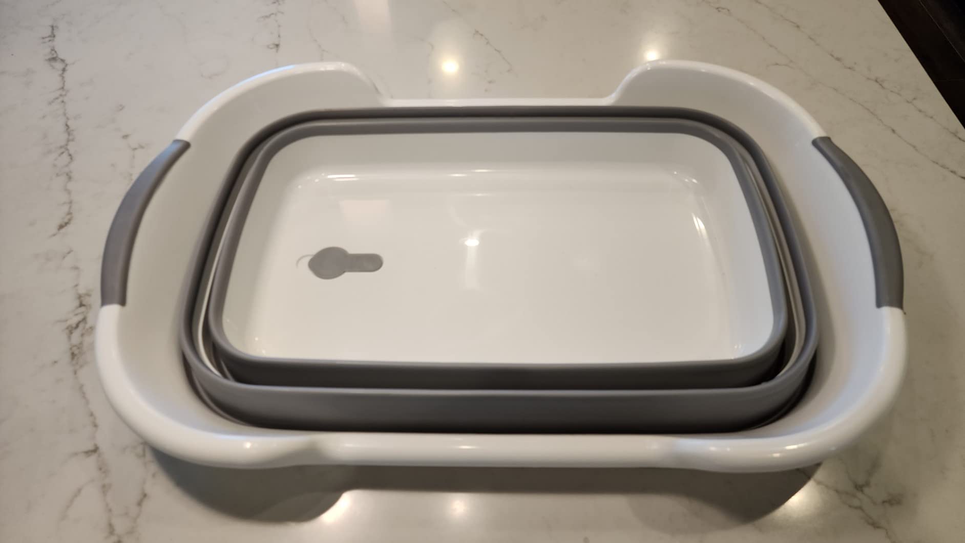 Collapsible Pet Bathtub with Water Drain Plug, Foldable Bathtub for Puppy Small Dogs Cats, Portable & Space Saving Design, BPA Free, Grey customer photo 1