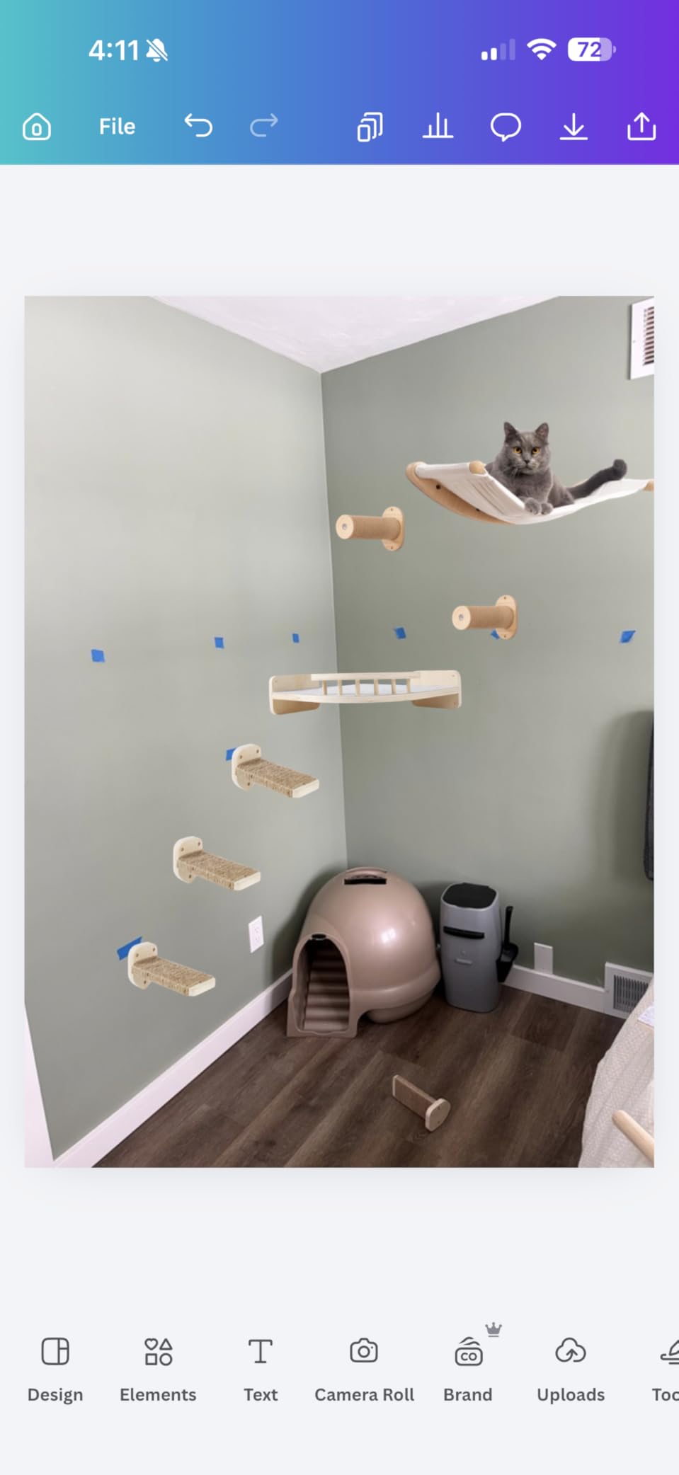 Cat Wall Shelves - 3 Steps Scratch Post & Hammock Bed with Plush Cover, Climbing Shelf for Indoor Cats (Wood) customer photo 2