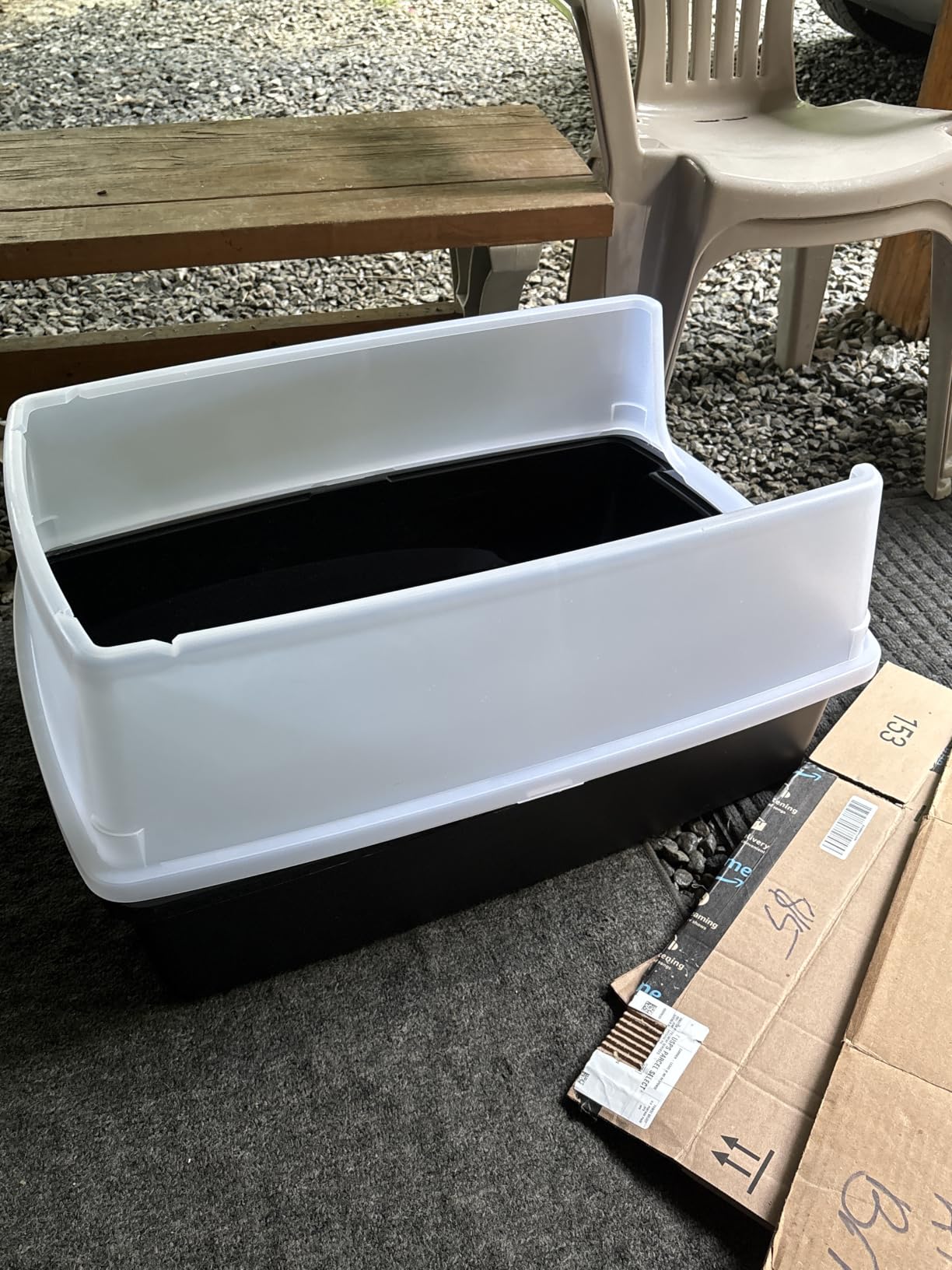 IRIS USA XX-Large High Sided Cat Litter Box, Scatter Shield, Black customer photo 2