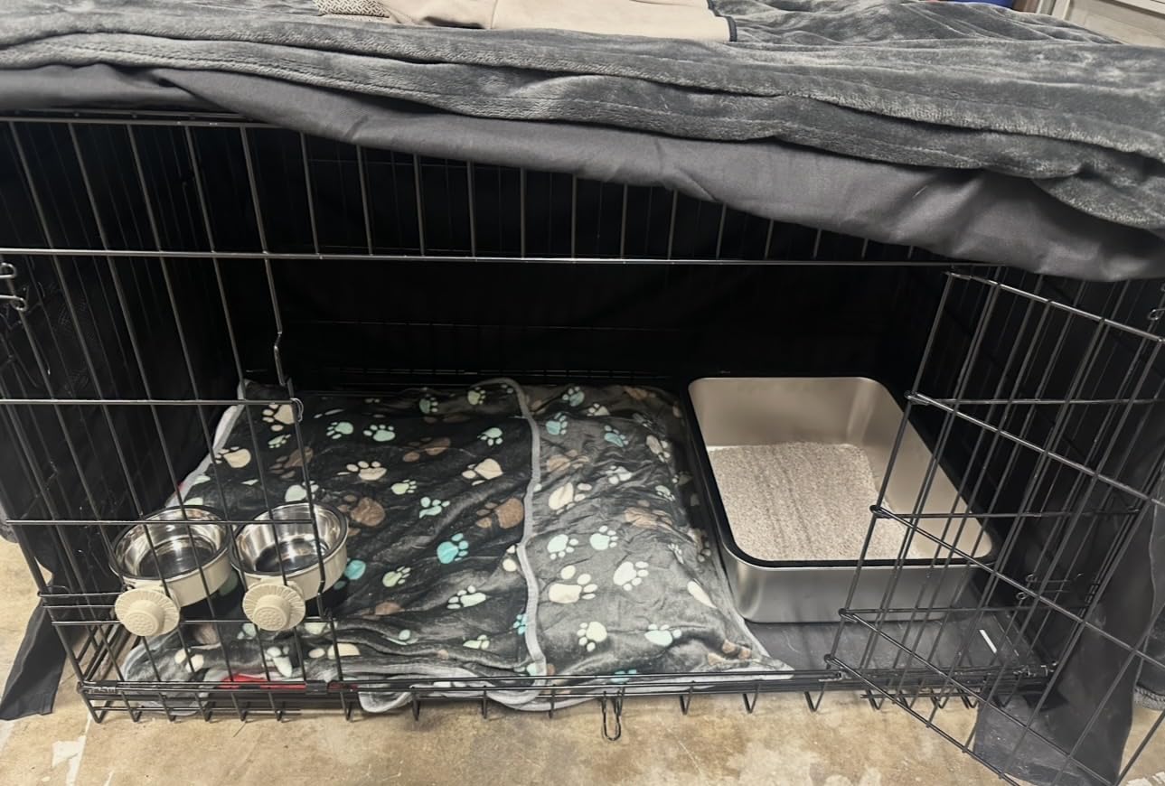 Yaheetech 30inch Double Door Dog Crate w/Divider, Collapsible Metal Kennel customer photo 2
