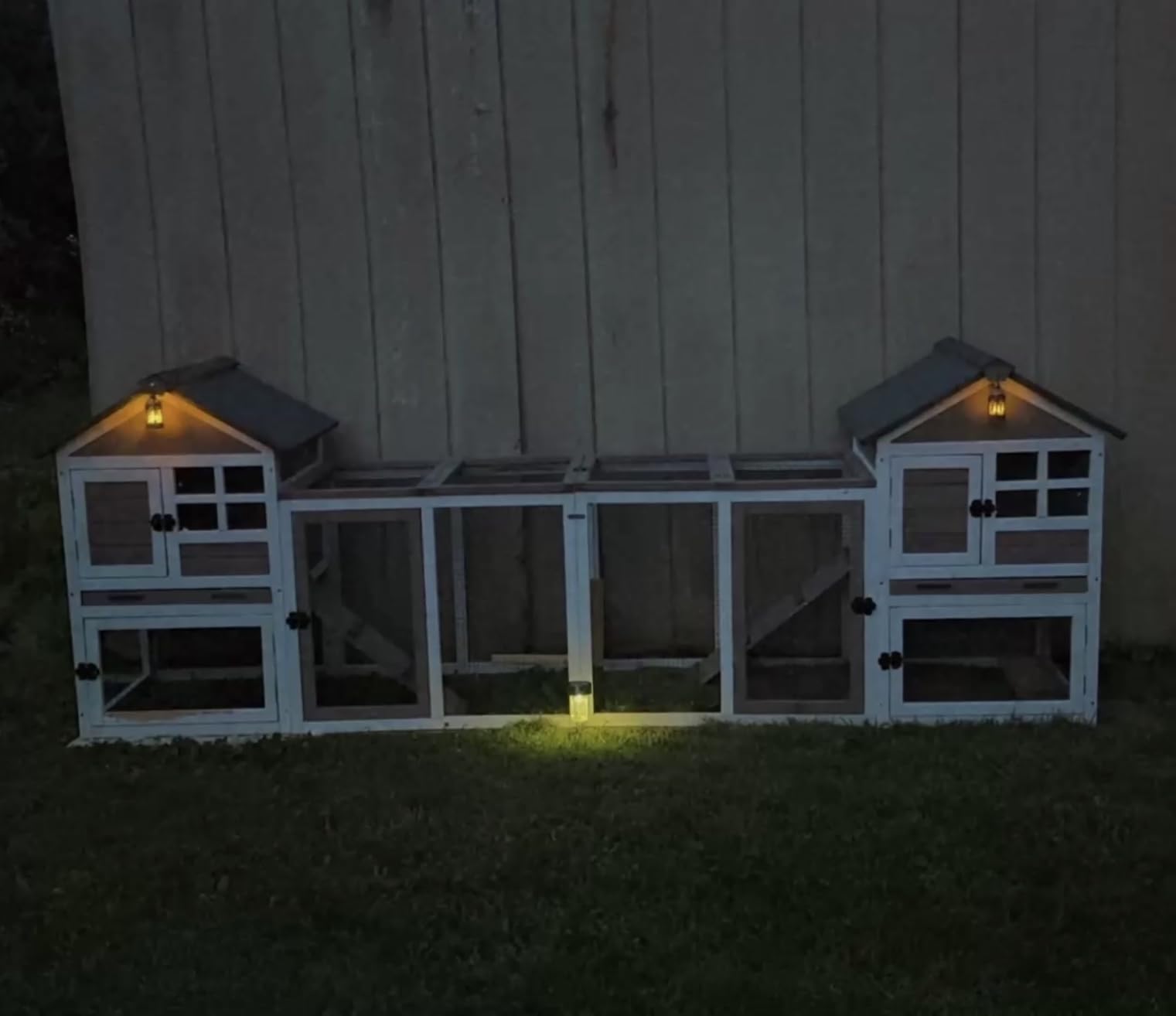 Aivituvin 51.6''L Rabbit Hutch Outdoor Chicken Coop Indoor Bunny Cage with Run,Guinea Pig House Pull Out Upper Tray (51.6