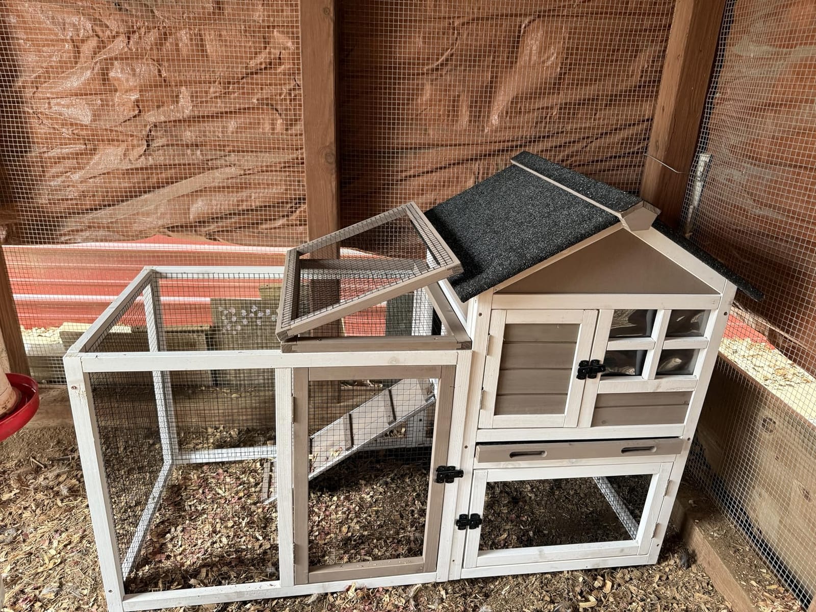 Aivituvin 51.6''L Rabbit Hutch Outdoor Chicken Coop Indoor Bunny Cage with Run,Guinea Pig House Pull Out Upper Tray (51.6