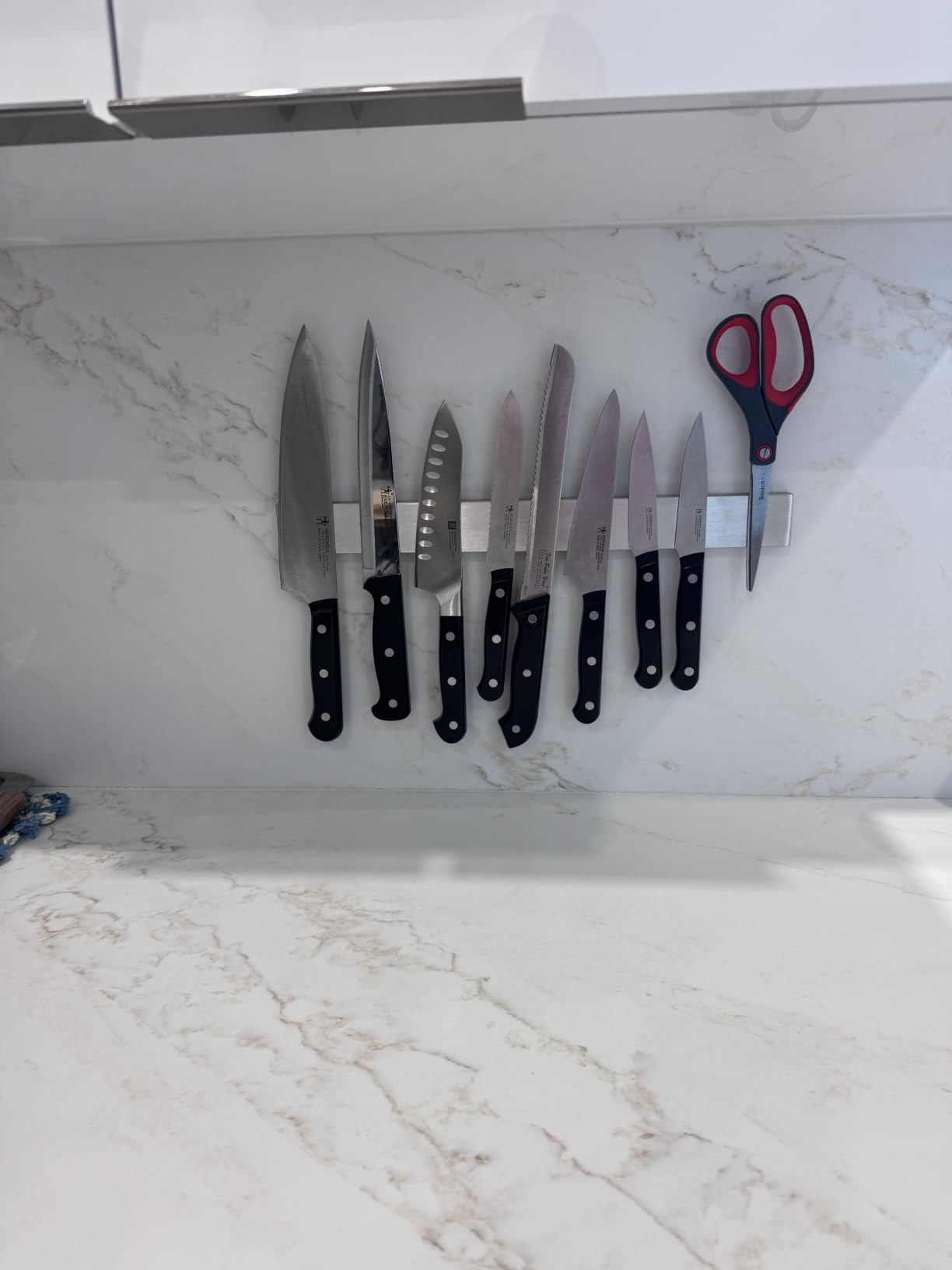 Premium Magnetic Knife Strip for Wall no Drilling – 12 Inch Stainless Steel Magnetic Knife Holder with Neodymium Magnet Strong Adhesive Tape - Lightweight Kitchen Magnet Knife Bar customer photo 1