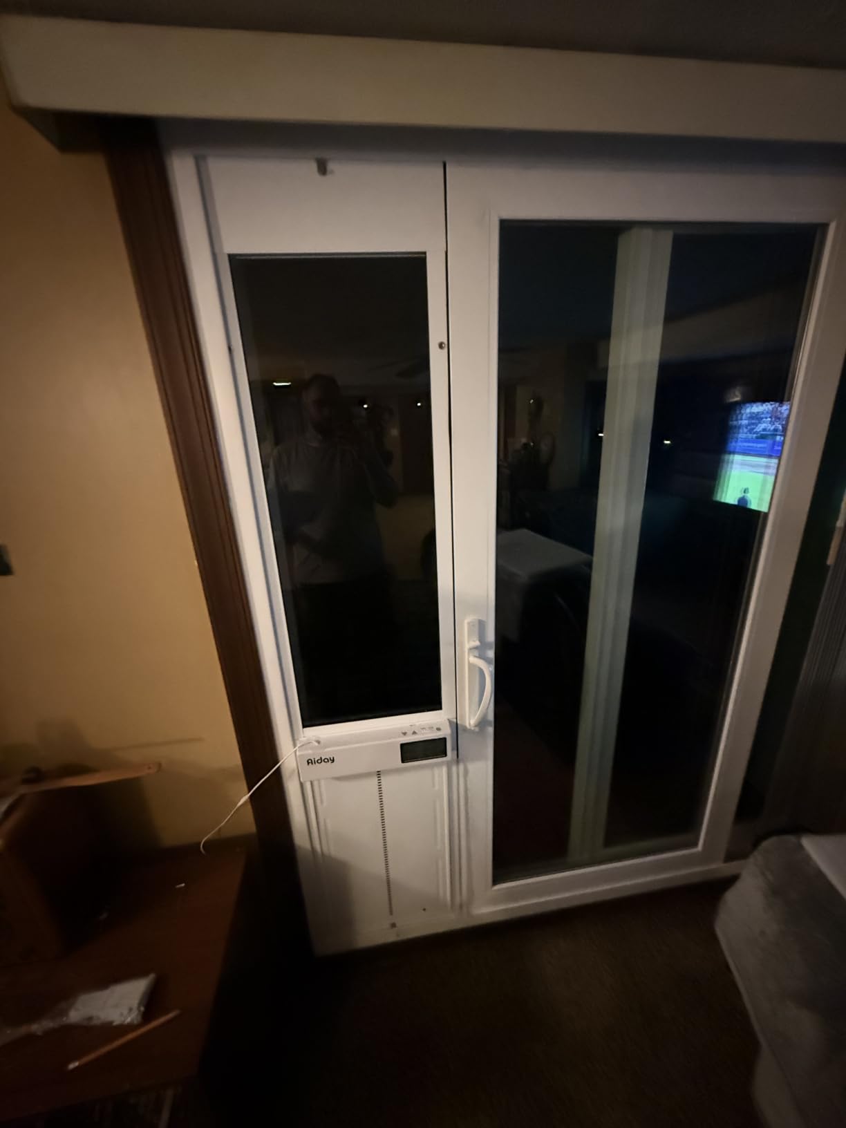Automatic Sliding Glass Dog Door with Collar Sensor, X-Large Electric Doggy Door for Sliding Glass Doors, Adjustable 90-9/16
