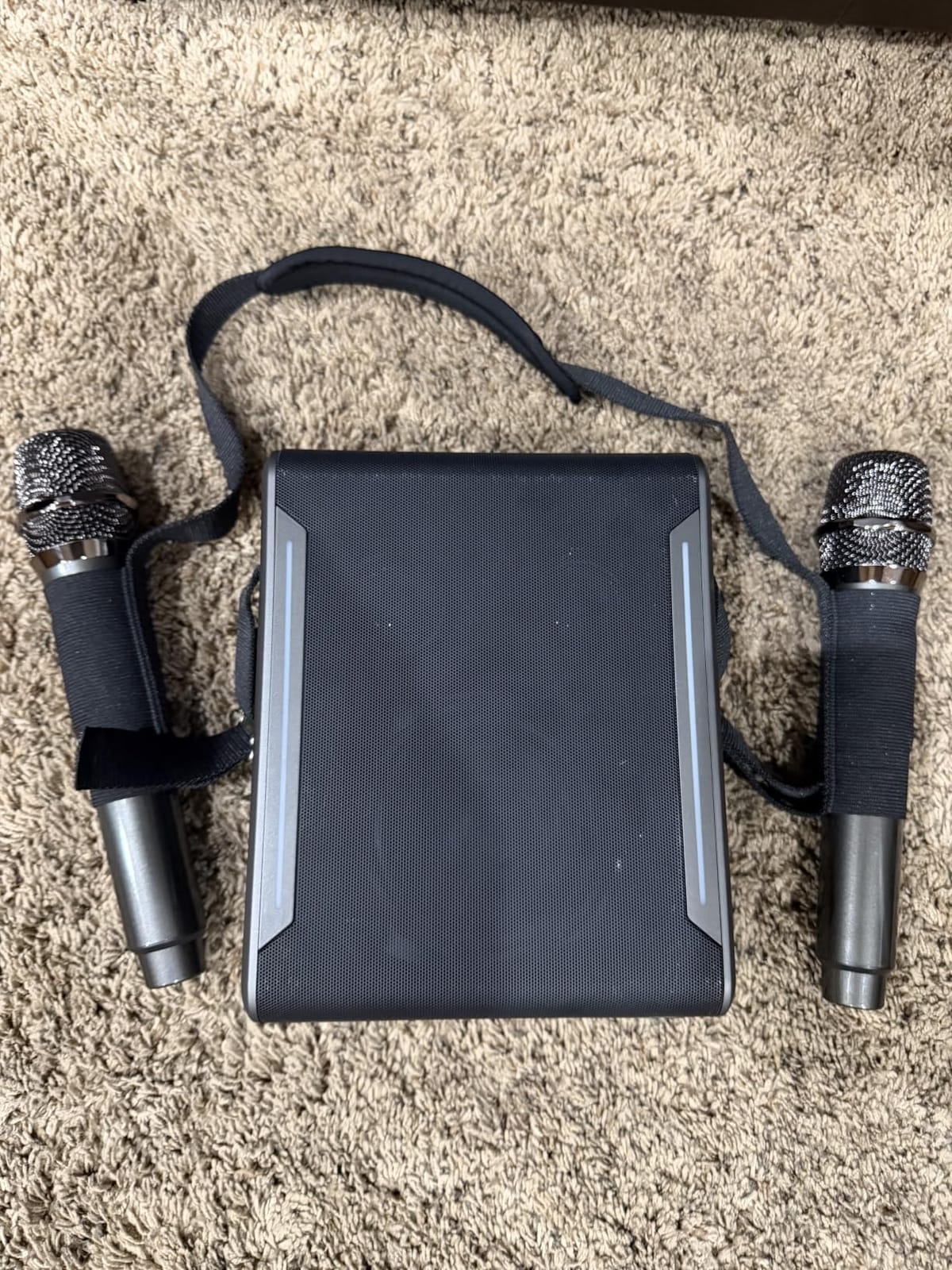 Portable Karaoke Machine, with 2 Wireless Microphones & LED Party Lights customer photo 2