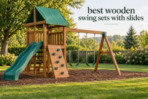 best wooden swing sets with slides