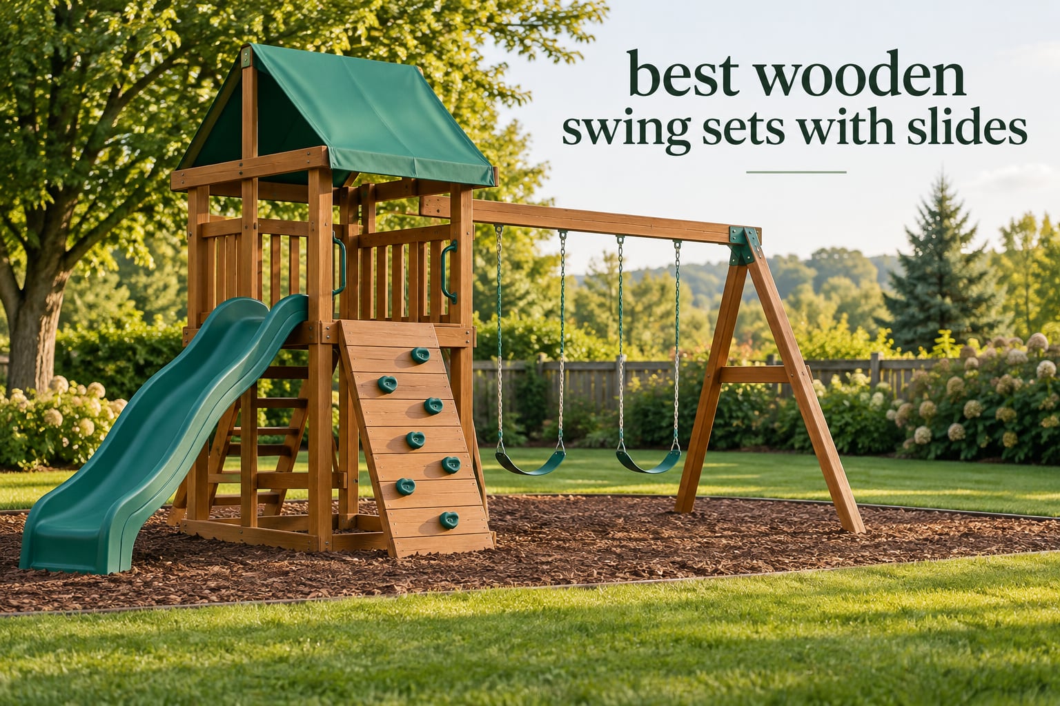 best wooden swing sets with slides