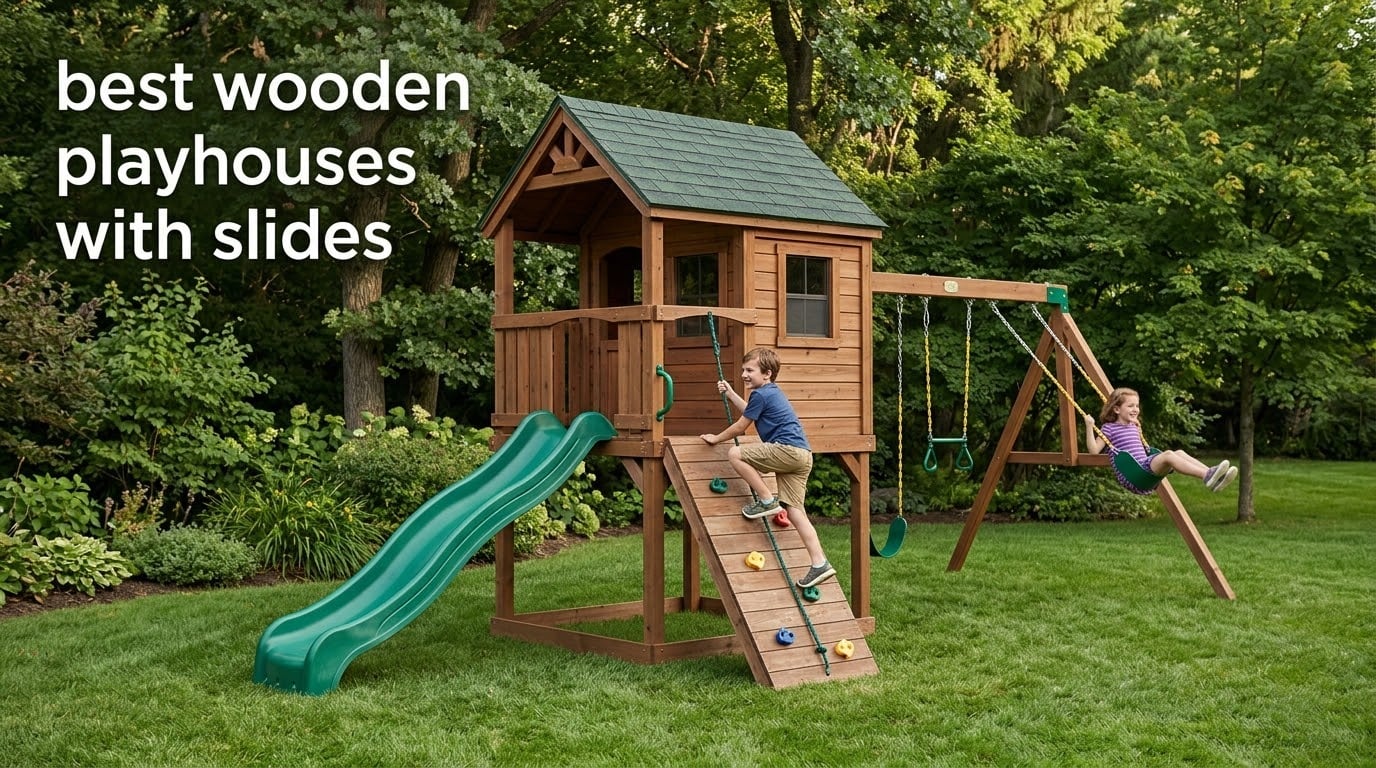 best wooden playhouses with slides